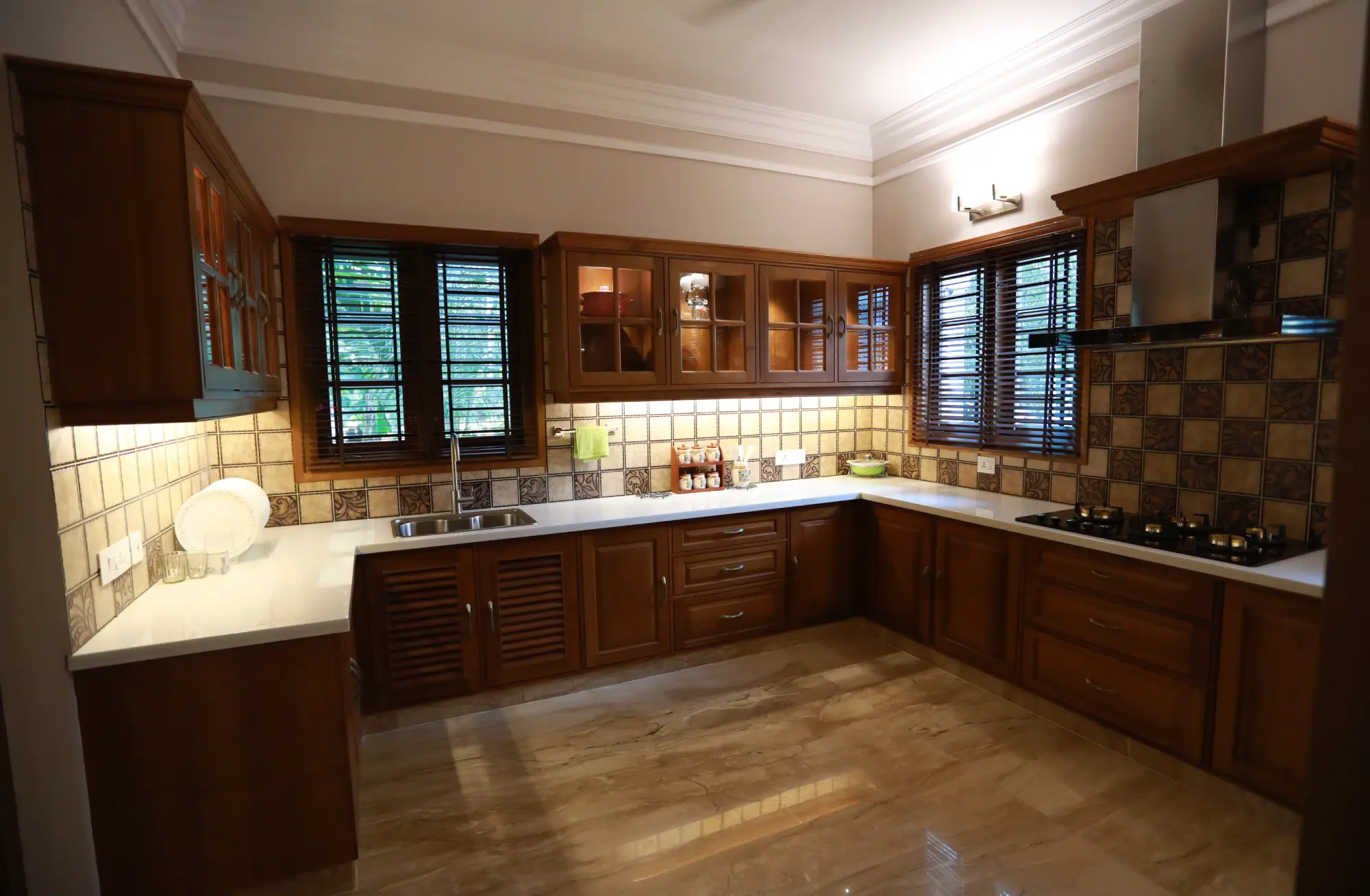 a well-lit kitchen with efficient ventilation