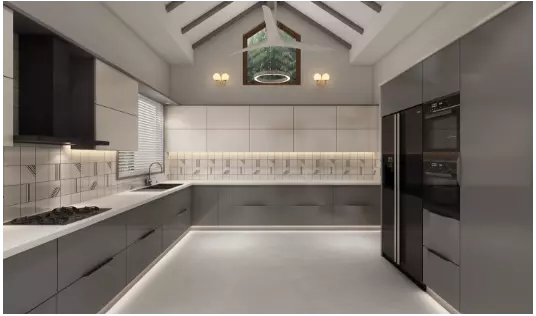 a brightly illuminated kitchen interior
