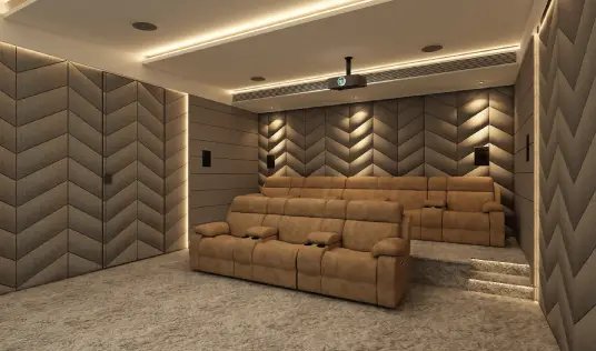 Home theater setup with an excellent projector and sound system