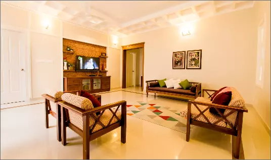 Well-illuminated and designed interior of a house